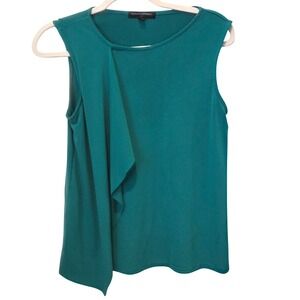 Banana Republic Sleeveless Top Women XS Green Ruffle Detail Blouse Tank
